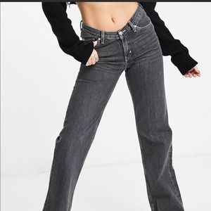 ASOS NWT Weekday Twin cotton v front straight leg jeans in pepper black - gray
